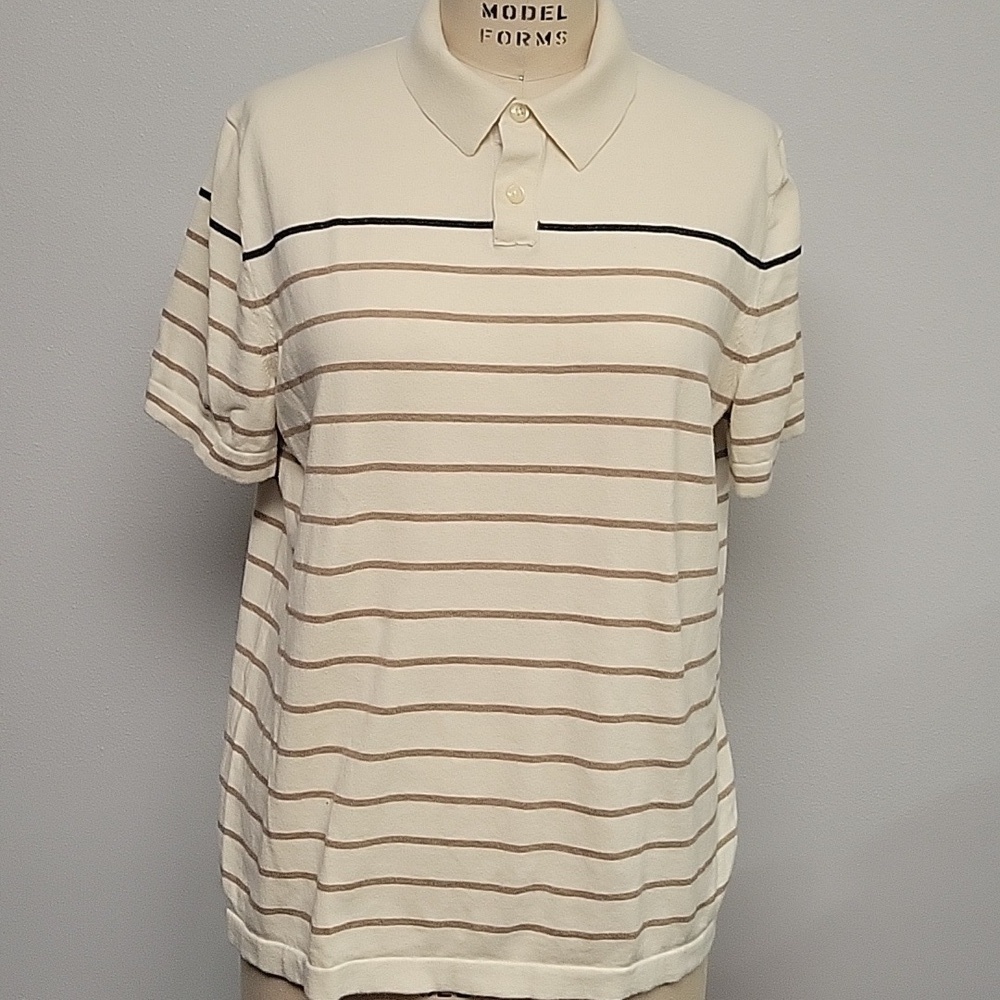 Banana Republic Mens Striped Short Sleeve Polo Shirt Large